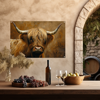 Schotse Hooglander - Majestueuze Blik en Vacht tuinposter