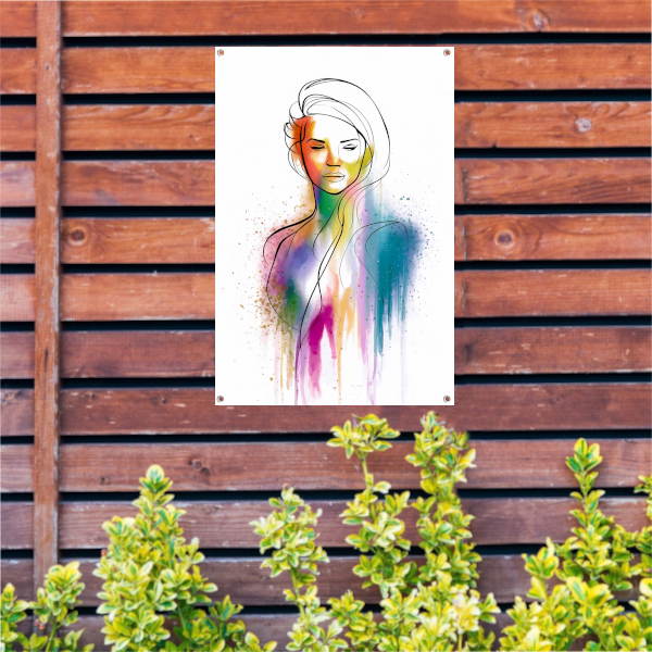 Abstract Kleurrijk Portret van een Vrouw tuinposter