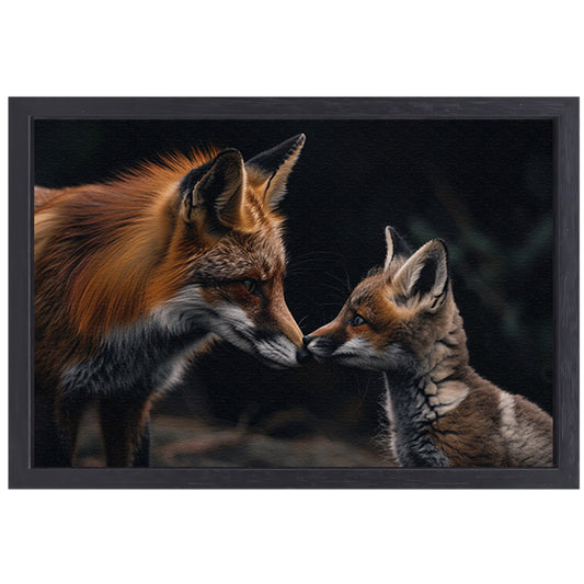 Intiem moment tussen twee vossen canvas met baklijst