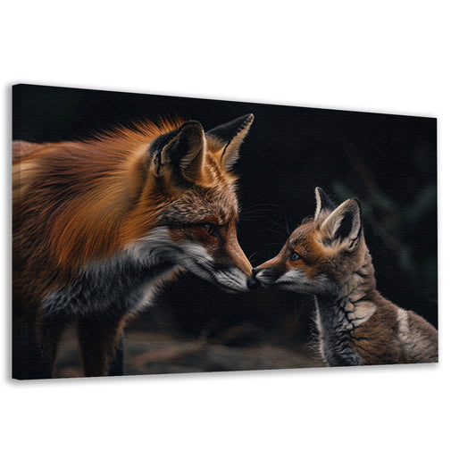 Intiem moment tussen twee vossen canvas