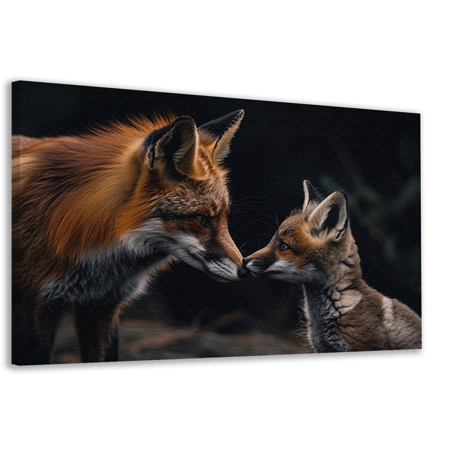 Intiem moment tussen twee vossen canvas