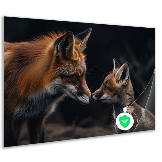 Intiem moment tussen twee vossen poster