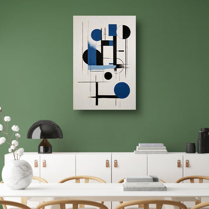 Moderne Abstracte Geometrie in Blauw en Zwart canvas