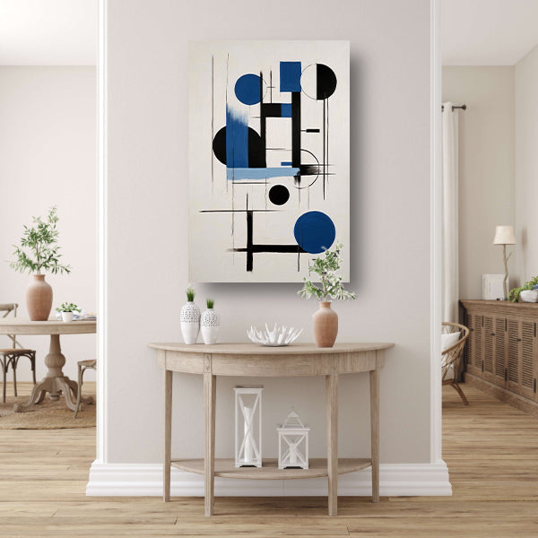 Moderne Abstracte Geometrie in Blauw en Zwart canvas