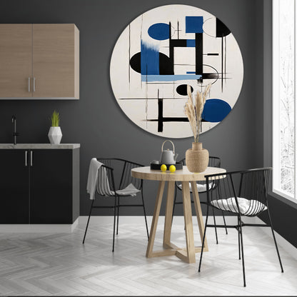 Moderne Abstracte Geometrie in Blauw en Zwart forex muurcirkel