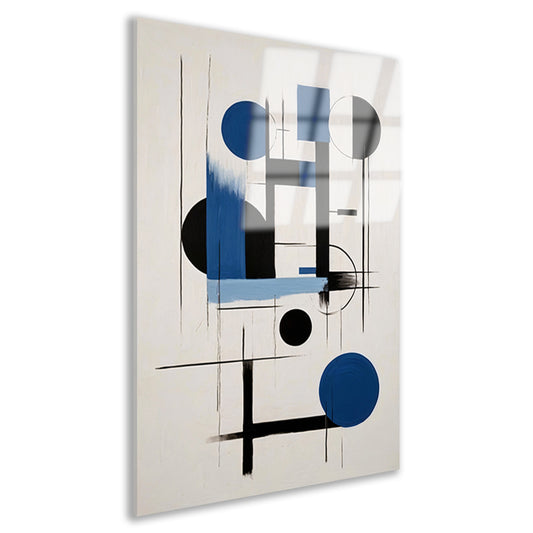 Moderne Abstracte Geometrie in Blauw en Zwart acrylglas