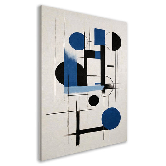Moderne Abstracte Geometrie in Blauw en Zwart canvas
