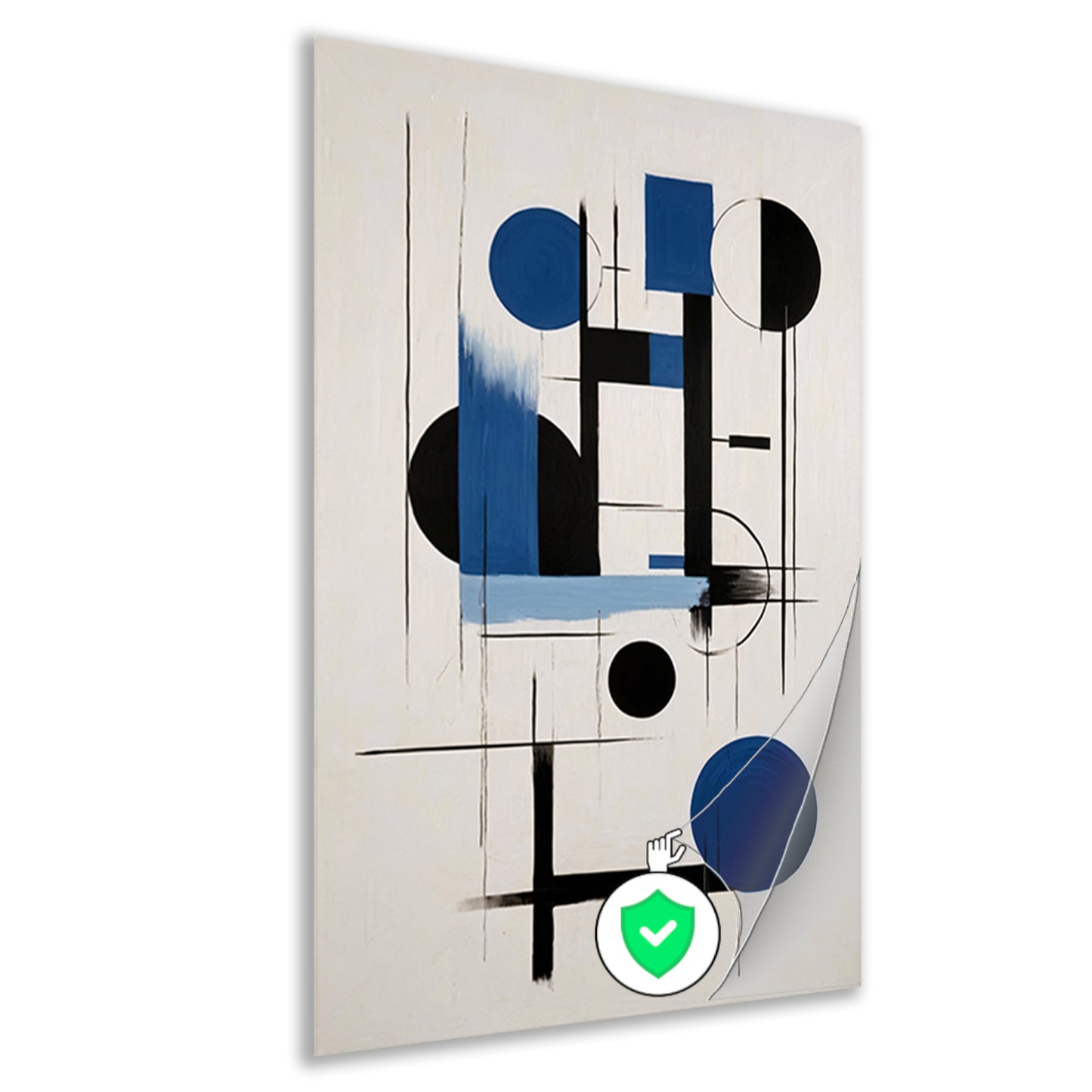 Moderne Abstracte Geometrie in Blauw en Zwart poster