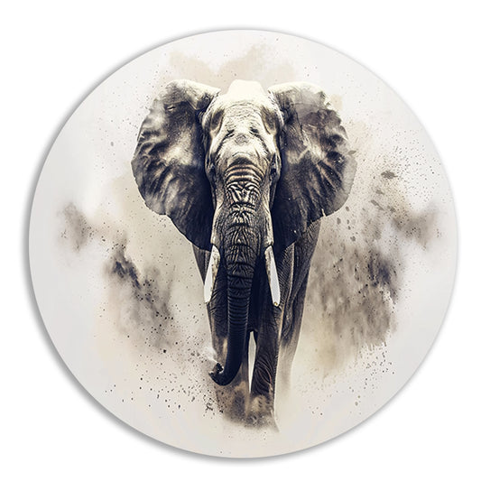 Majestueus olifant portret in zwart-wit forex muurcirkel