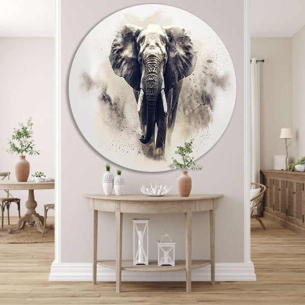Majestueus olifant portret in zwart-wit forex muurcirkel