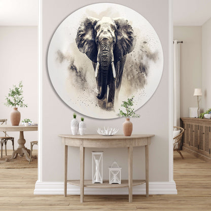 Majestueus olifant portret in zwart-wit forex muurcirkel