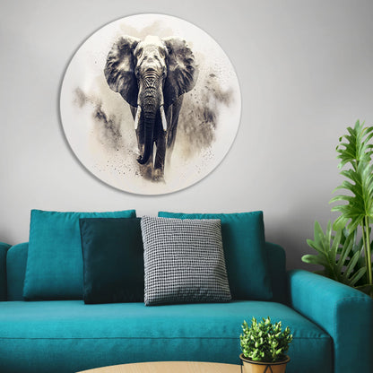 Majestueus olifant portret in zwart-wit forex muurcirkel