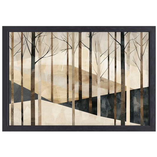 Stilistische Sepiatinten Boslandschap canvas met baklijst