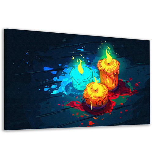Surrealistische kleurrijke kaarsen op donkere achtergrond canvas
