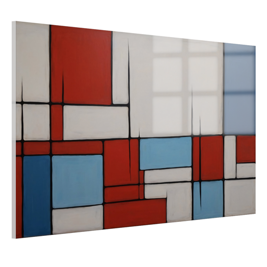 Abstracte Harmonie in Rood en Blauw acrylglas