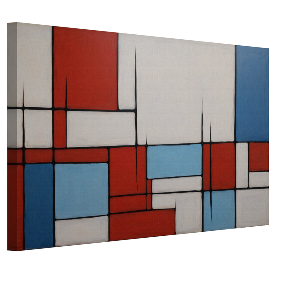 Abstracte Harmonie in Rood en Blauw canvas