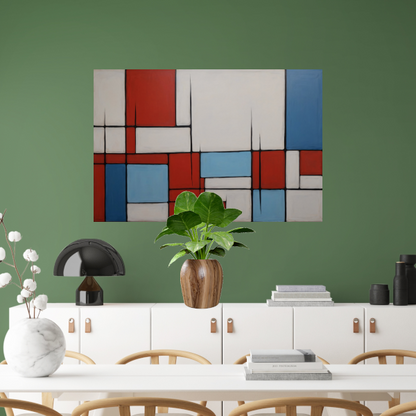 Abstracte Harmonie in Rood en Blauw poster