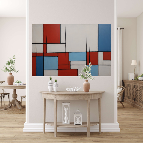 Abstracte Harmonie in Rood en Blauw poster