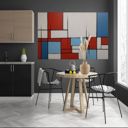 Abstracte Harmonie in Rood en Blauw poster