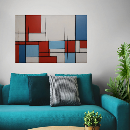 Abstracte Harmonie in Rood en Blauw poster
