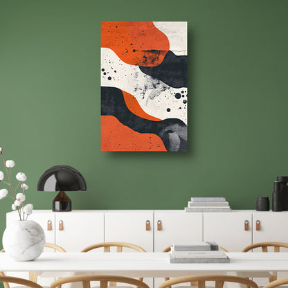 Abstract  met oranje en zwart canvas met baklijst