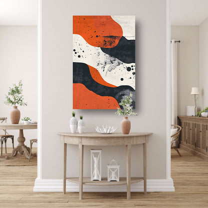Abstract  met oranje en zwart canvas met baklijst