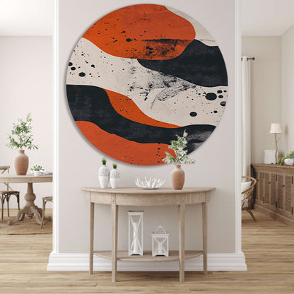 Abstract  met oranje en zwart aluminium muurcirkel