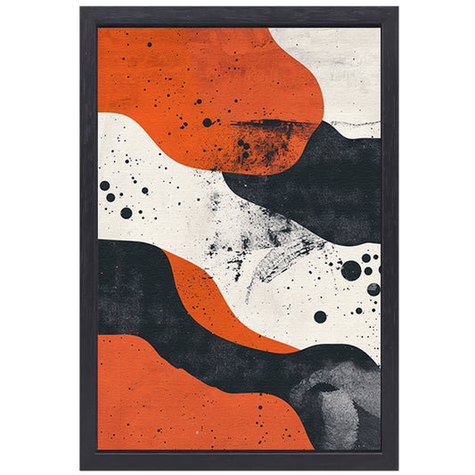 Abstract  met oranje en zwart canvas met baklijst