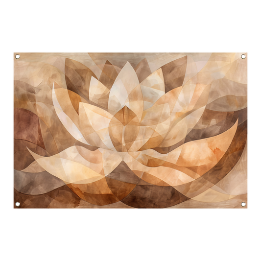 Sepia Lotus Abstractie in Harmonische Tinten tuinposter