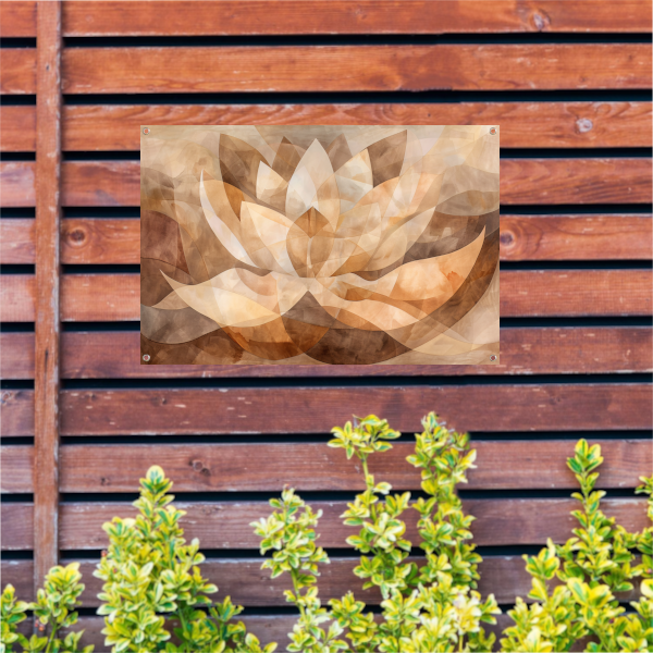 Sepia Lotus Abstractie in Harmonische Tinten tuinposter