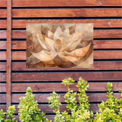 Sepia Lotus Abstractie in Harmonische Tinten tuinposter