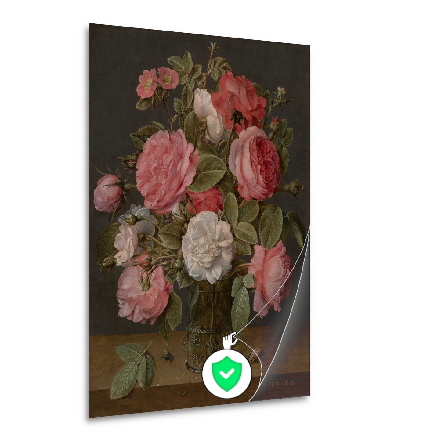 Rozen in een glazen vaas - Jacob van Hulsdonck poster