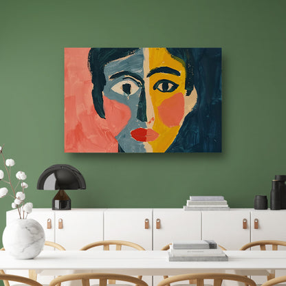 Levendig kubistisch portret met abstracte stijl poster