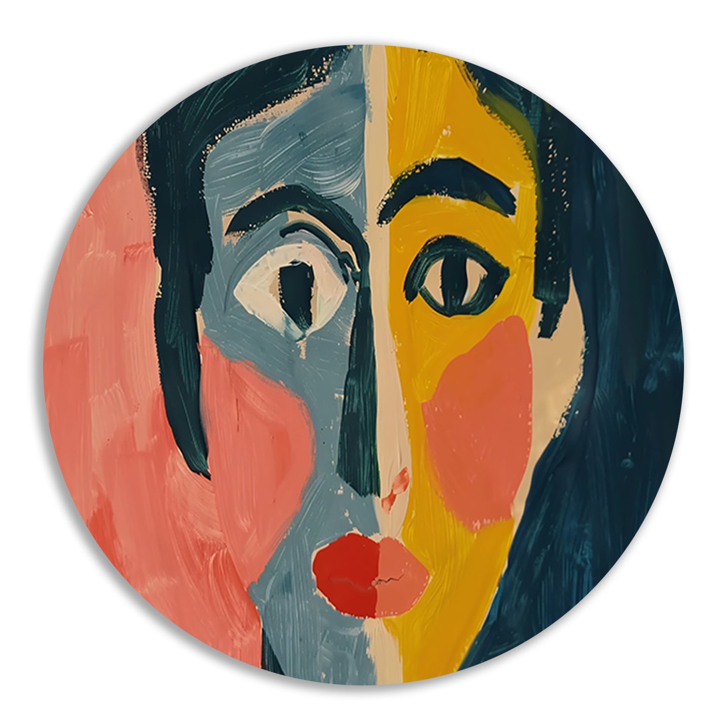 Levendig kubistisch portret met abstracte stijl forex muurcirkel