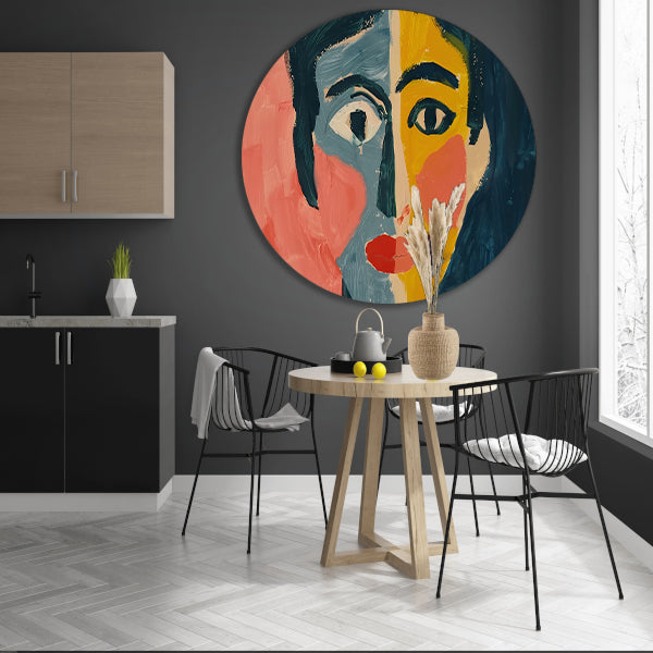 Levendig kubistisch portret met abstracte stijl forex muurcirkel