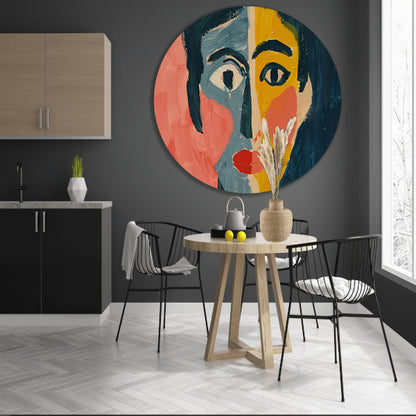 Levendig kubistisch portret met abstracte stijl forex muurcirkel