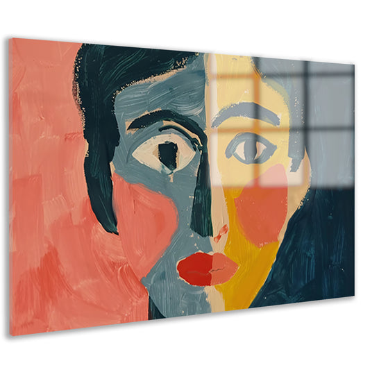 Levendig kubistisch portret met abstracte stijl acrylglas