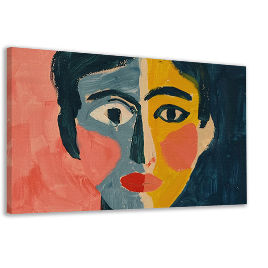 Levendig kubistisch portret met abstracte stijl canvas