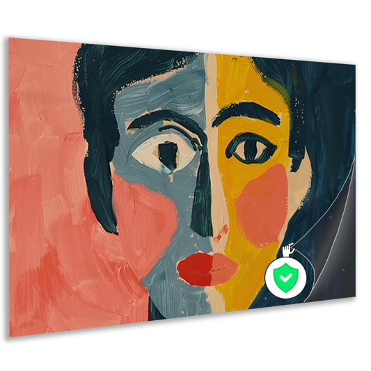 Levendig kubistisch portret met abstracte stijl poster