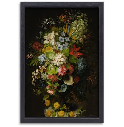 Een boeket bloemen in een vaas - Daniel Schultz canvas met baklijst