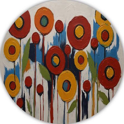 Abstracte Impressies van een Kleurrijk Bloemenveld aluminium muurcirkel