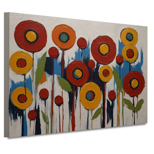 Abstracte Impressies van een Kleurrijk Bloemenveld canvas