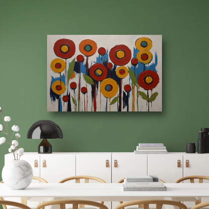 Abstracte Impressies van een Kleurrijk Bloemenveld poster