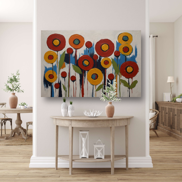 Abstracte Impressies van een Kleurrijk Bloemenveld poster