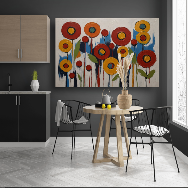 Abstracte Impressies van een Kleurrijk Bloemenveld poster