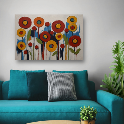 Abstracte Impressies van een Kleurrijk Bloemenveld poster