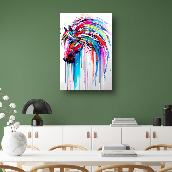 Abstract kleurrijk paardenschilderij voor moderne interieurs poster