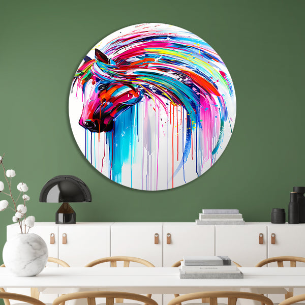 Abstract kleurrijk paardenschilderij voor moderne interieurs forex muurcirkel