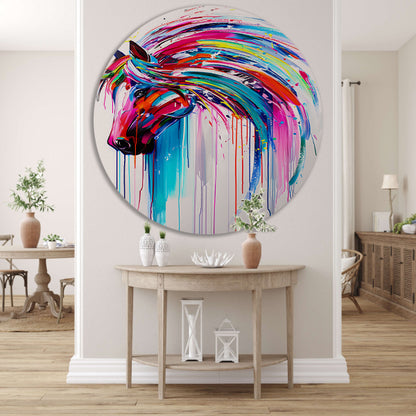 Abstract kleurrijk paardenschilderij voor moderne interieurs forex muurcirkel