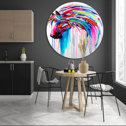 Abstract kleurrijk paardenschilderij voor moderne interieurs forex muurcirkel